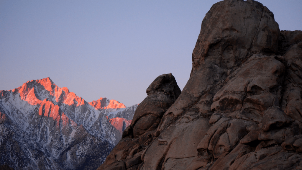 Camping at Alabama Hills with a view of Mount Whitney