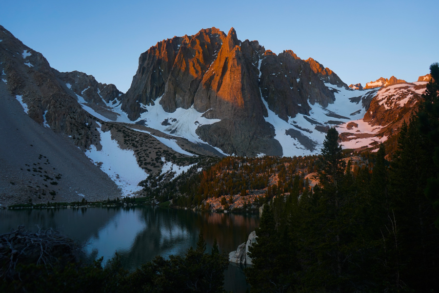 Morning views of Temple Crag in the John Muir Wilderness 