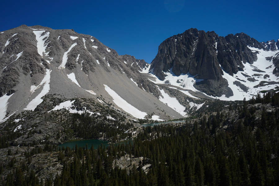 First and Second Lakes from the North Fork of Big Pine Creek in Inyo National Forest 